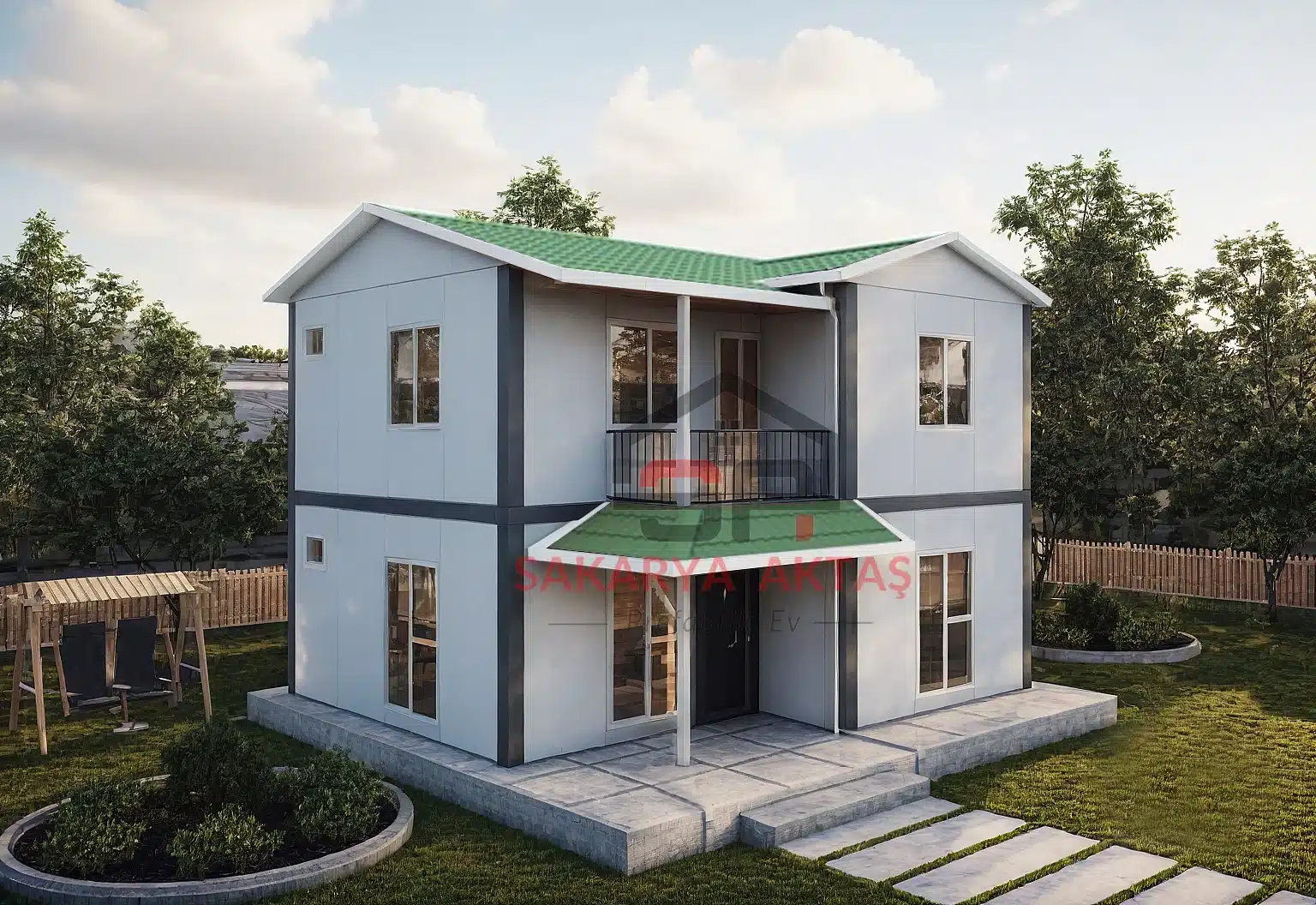 2+1 Çift Katlı Prefabrik Ev 100 m2