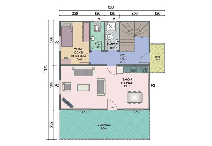 4+1 Çift Katlı Prefabrik Ev 149 m2