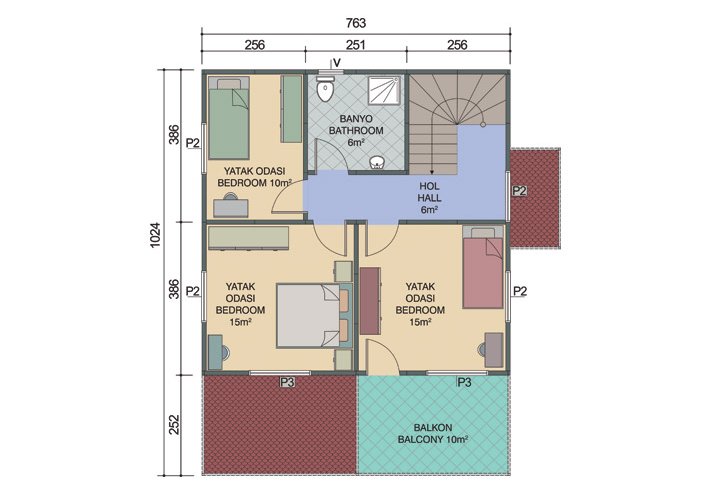 4+1 Çift Katlı Prefabrik Ev 149 m2