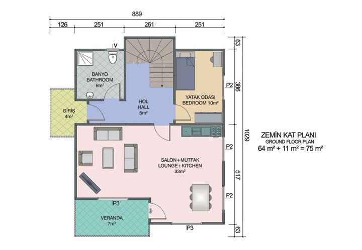 4+1 Çift Katlı Prefabrik Ev 150 m2