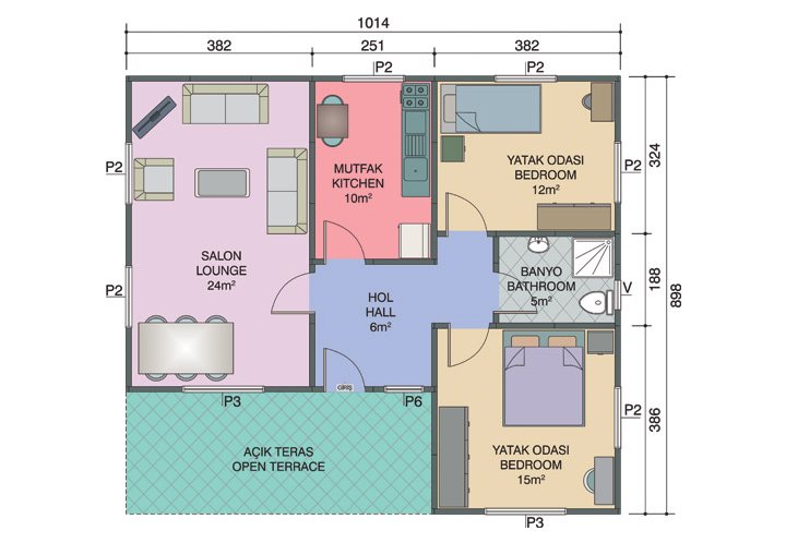 2+1 Tek Katlı Prefabrik Ev 75 m2