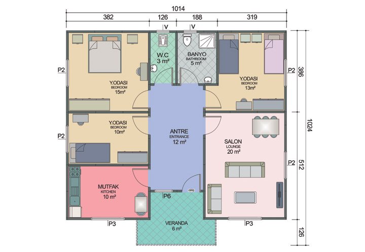 3+1 Tek Katlı Prefabrik Ev 95 m2